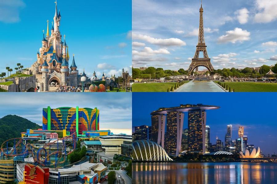 Theme-park castle, the Eiffel Tower, a Malaysian resort and Singapore's Marina Bay